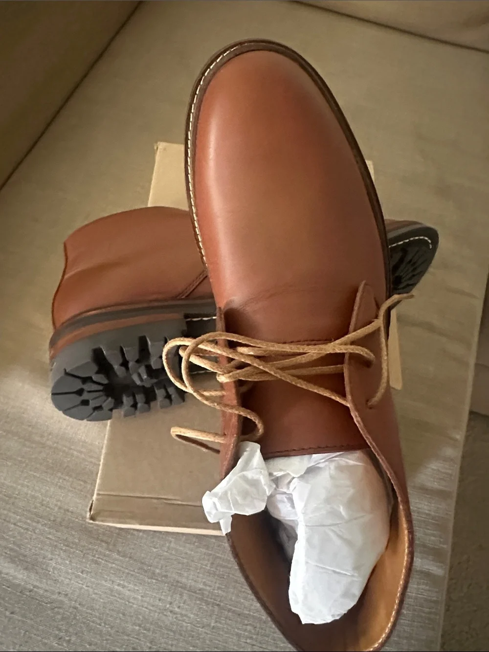 J. Crew Factory Men's Leather Boots in Chestnut Brown